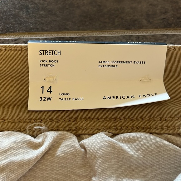 NWT American Eagle Khaki Kick Boot Pants, 14L - Picture 3 of 6